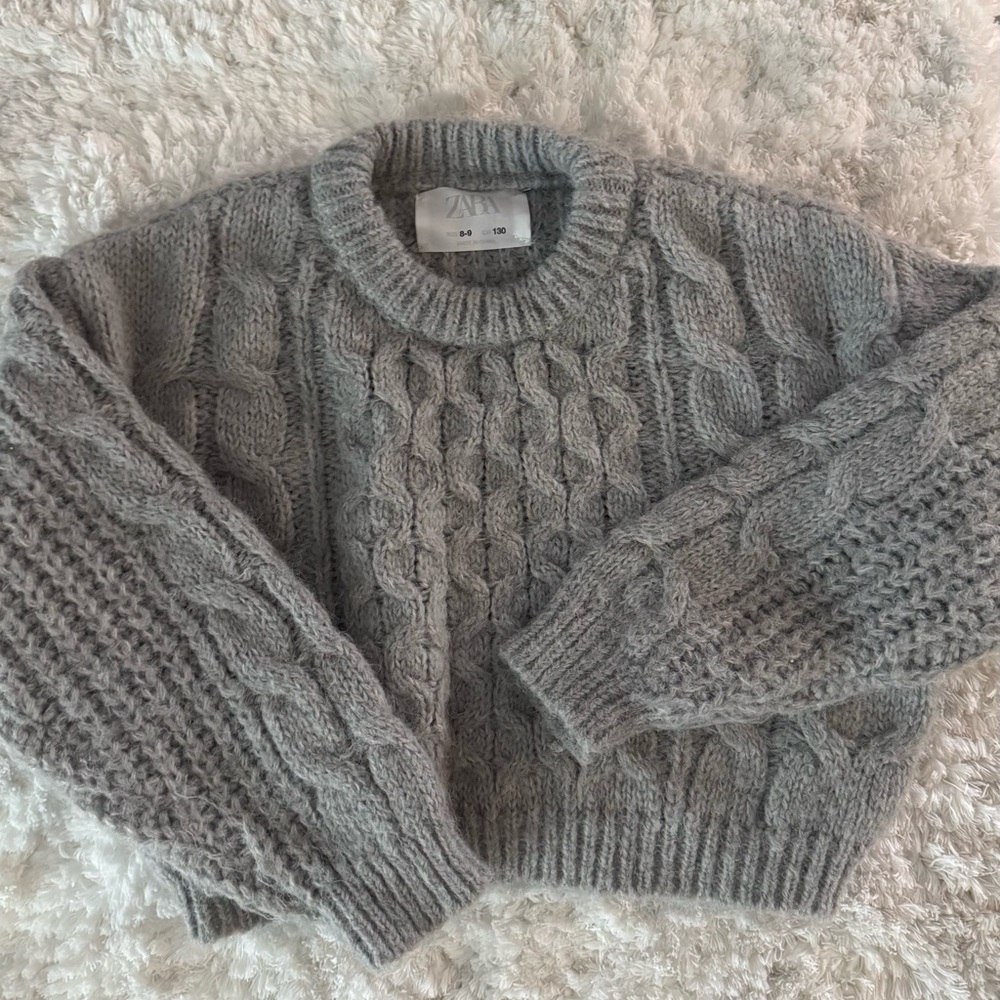 Zara KIDS Light Gray Knit Sweater